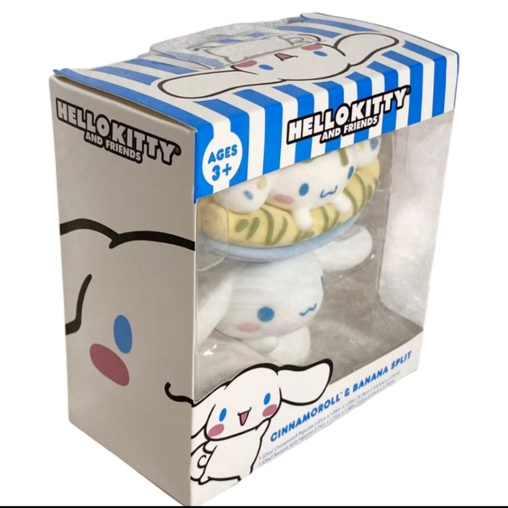 NIB Collectible Hello Kitty & Cinnamoroll & Banana Split Figurines Flocked 3+ - Picture 3 of 9